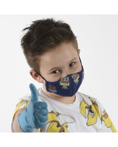 Masca de protectie pentru copii  - Bufnita, trei straturi, 4-8 ani - 1