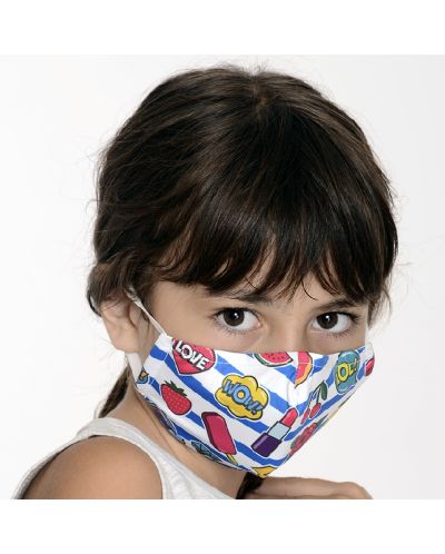 Masca de protectie pentru copii - Fun, doua straturi, cu clema metalica, 6-12 ani - 1
