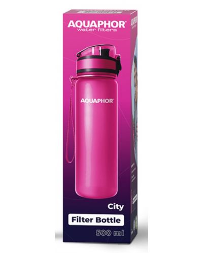 Sticlă filtrantă pentru apă Aquaphor - City, 160008, 0,5 l, roz - 2