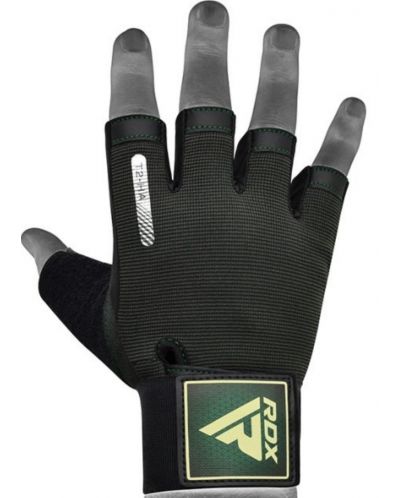 Mănuși de fitness RDX - T2 Half, negru/verde - 2