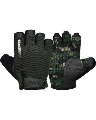 Mănuși de fitness RDX - T2 Half, negru/verde - 1
