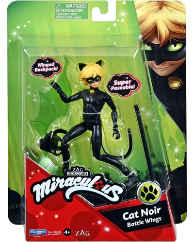 Figurina Playmates Miraculous - Cat Noir, Battle Wings	 - 1