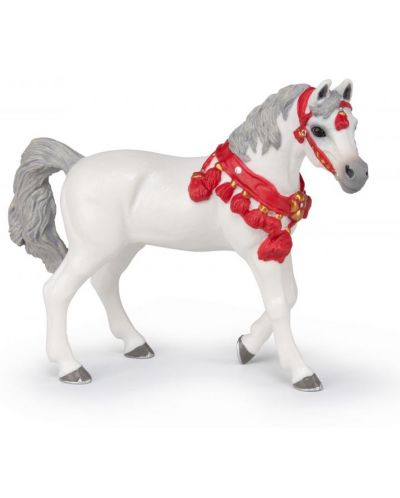 Figurina Papo Horse, Foals and Ponies - Cal arab alb cu ornamente rosii - 1