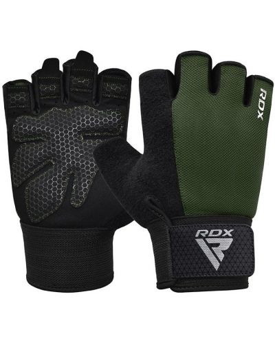 Mănuși de fitness RDX - W1 Half+, verde/negru - 1