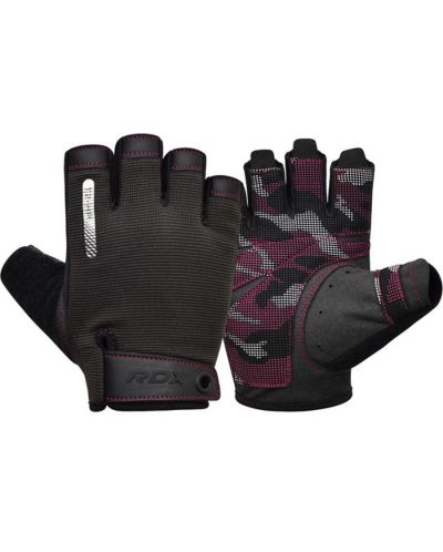 Mănuși de fitness RDX - T2 Half, negru/roz - 1