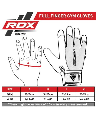 Mănuși de fitness RDX - W1 Full Finger, roșu/negru - 8