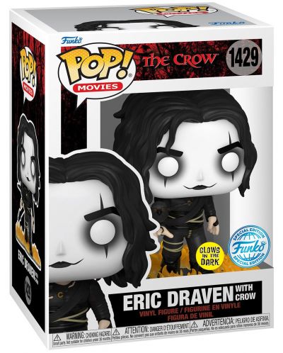 Figurină Funko POP! Movies: The Crow - Eric Draven (With Crow) (Glows in the Dark) (Special Edition) #1429 - 2