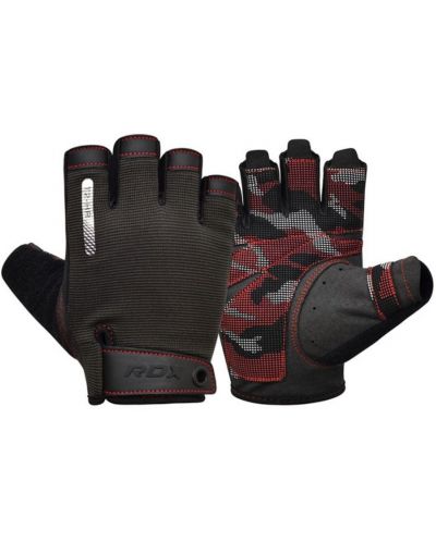 Mănuși de fitness RDX - T2 Half, negru/roșu - 1