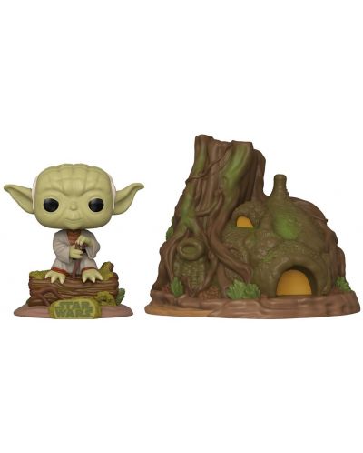 Figurina Funko Pop! Town: Star Wars - Dagobah Yoda with Hut (Bobble-Head), 15 cm,  #11 - 1