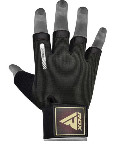 Mănuși de fitness RDX - T2 Half, negru/maro - 2