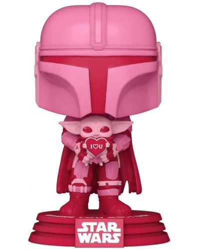 Figurina Funko POP! Valentines: Star Wars - The Mandalorian with Grogu (Special Edition) #498 - 1