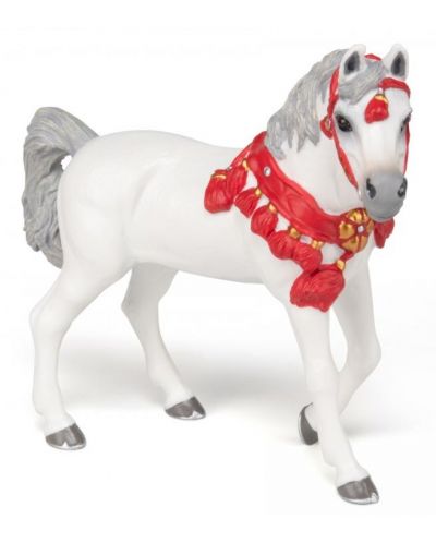 Figurina Papo Horse, Foals and Ponies - Cal arab alb cu ornamente rosii - 2