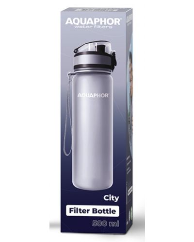 Sticlă filtrantă pentru apă Aquaphor - City, 160009, 0,5 l, gri - 2