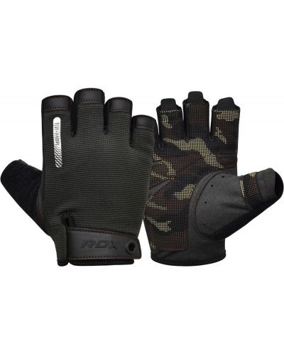 Mănuși de fitness RDX - T2 Half, negru/maro - 1