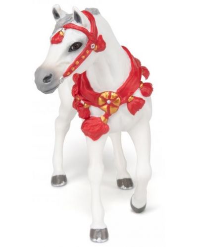 Figurina Papo Horse, Foals and Ponies - Cal arab alb cu ornamente rosii - 3