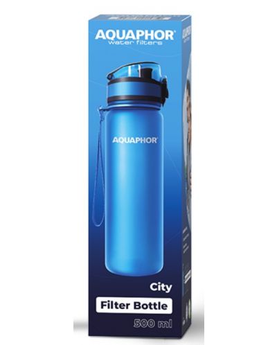 Sticlă filtrantă pentru apă Aquaphor - City, 160010, 0,5 l, albastru - 2