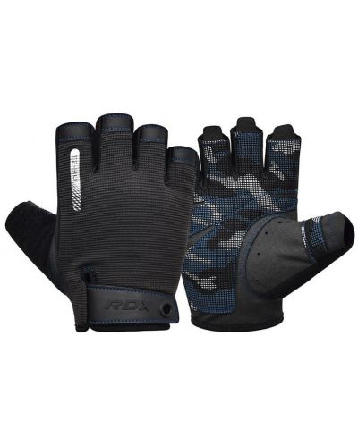 Mănuși de fitness RDX - T2 Half, negru/albastru - 1