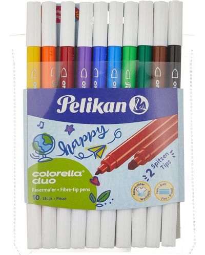 Carioci Pelikan Colorella Duo - 10 culori, 2 grosimi de scriere - 1