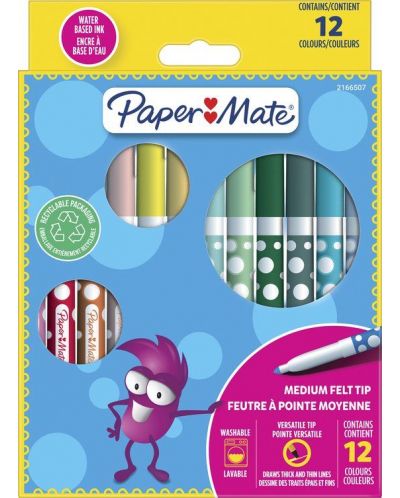 Markere Paper Mate - Kids Colouring, 12 culori - 1