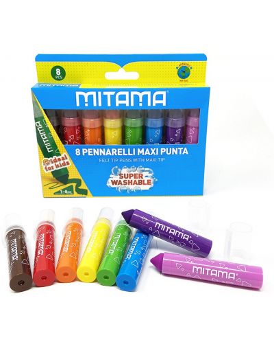 Set Carioci Mitama - Jumbo Maxi Tip, 8 culori, lavabil - 1