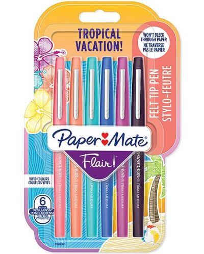 Paper Mate Flair - Tropical Vacation, 6 culori - 1