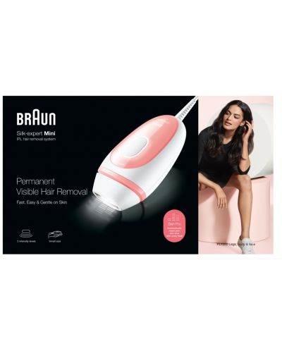 Fotoepilator Braun - Mini PL 1000, 300000 de impulsuri, alb/roz - 5