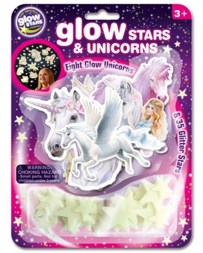 Stickere fosforescente Brainstorm Glow - Stele si unicorni, 43 bucati - 1