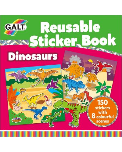 Carte cu stickere Galt - Dinozauri, 150 stickere reutilizabile - 1