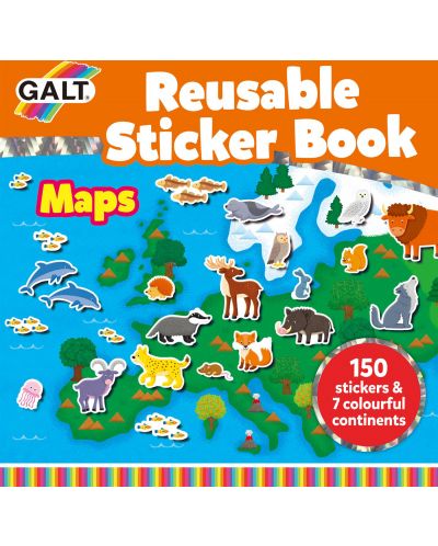 Carte cu stickere Galt - Animale din intreaga lume, 150 stickere reutilizabile - 1