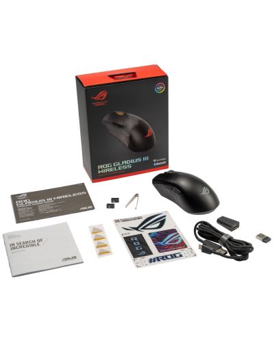 Mouse gaming  ASUS - ROG Gladius III, optic, wireless, negru - 7