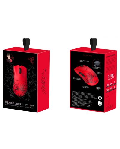 Mouse de gaming Razer - DeathAdder V3 Pro Faker Edition, optic, wireless, roșu - 3