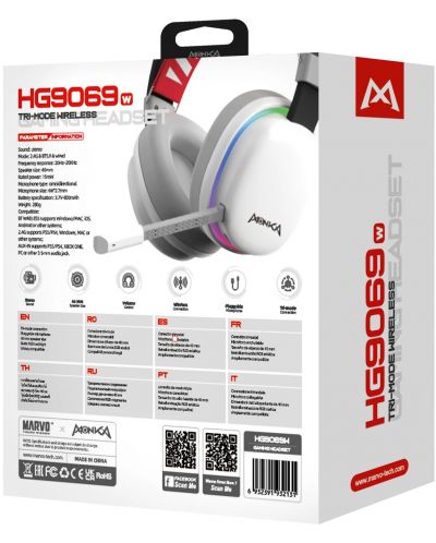 Căști gaming Marvo - Monka Echo HG9069W, wireles, albe - 5