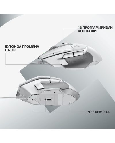 Mouse de gaming Logitech - G502 X EER2, optic, alb - 5