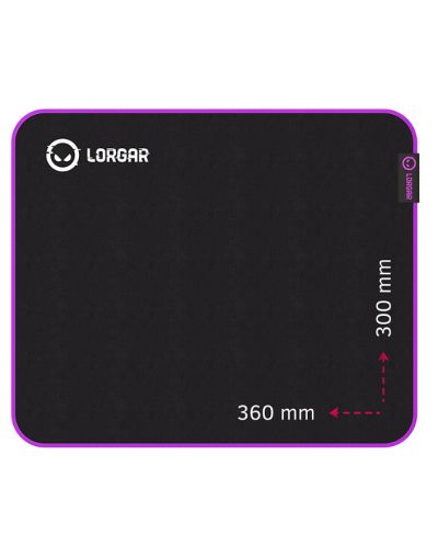 Mouse pad pentru jocuri Lorgar - Main 313, L, moale, negru/violet - 1