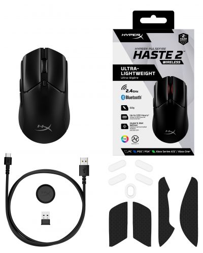Mouse de gaming HyperX - Pulsefire Haste 2, optic, wireless, negru - 9