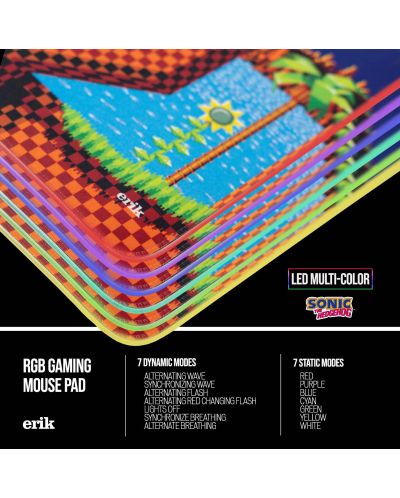 Mouse pad de gaming Erik - Sonic, XXL, multicolor - 7