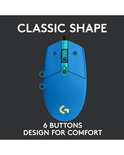 Mouse gaming  Logitech - G102 Lightsync, albastru - 5