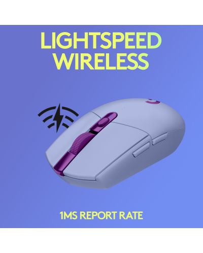 Mouse gaming Logitech - G305 Lightspeed, optic, violet - 4