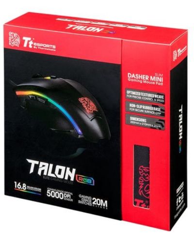 Kit gaming Thermaltake - mouse Talon Elite RGB, optică, mouse pad, negru - 7