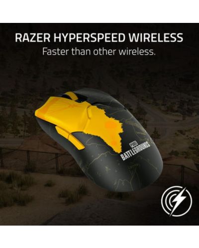 Mouse de gaming Razer - Viper V2 Pro - PUBG Ed., optic, wireless, negru/galben - 6