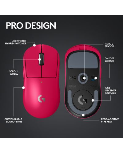 Mouse de gaming Logitech - G Pro X Superlight 2, optic, fără fir
