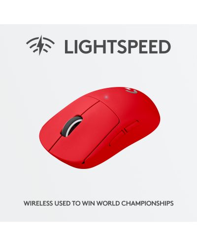 Mouse de gaming Logitech - Pro X Superlight, fără fir, roșu - 4