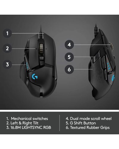 Mouse gaming Logitech - G502 Hero, optic, negru | Ozone.ro