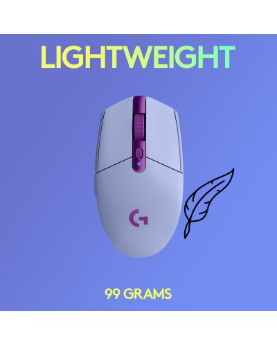 Mouse gaming Logitech - G305 Lightspeed, optic, violet - 6