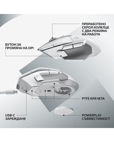 Mouse de gaming Logitech - G502 X Lightspeed EER2, optic, alb - 6