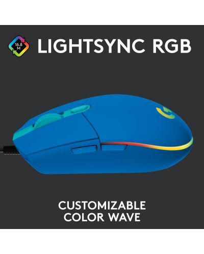 Mouse gaming  Logitech - G102 Lightsync, albastru - 3