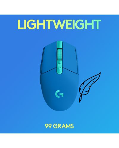 Mouse gaming Logitech - G305 Lightspeed, optic, albastru - 6