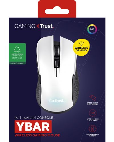 Mouse gaming Trust - GXT 923 Ybar, optic, wireless, alb - 5