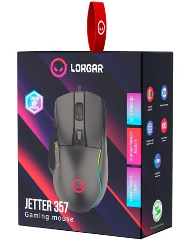Mouse de gaming Lorgar - Jetter 357, optic, negru - 6