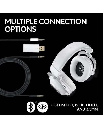 Căști de gaming Logitech - Pro X 2 Lightspeed, wireless, albe - 6